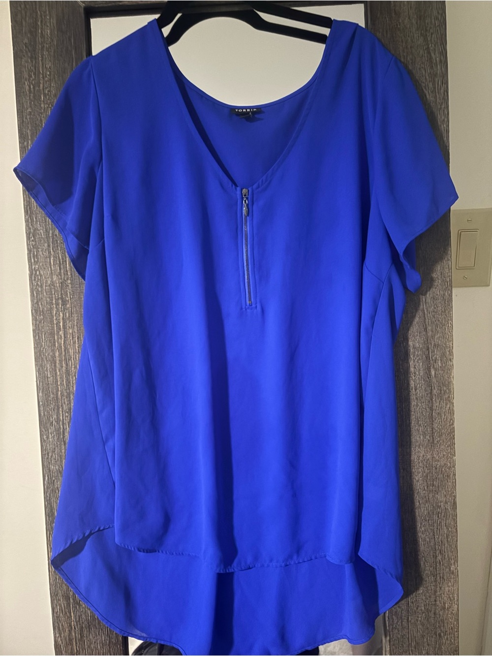 torrid Bright Cobalt Blue Zip-Front Chiffon Top